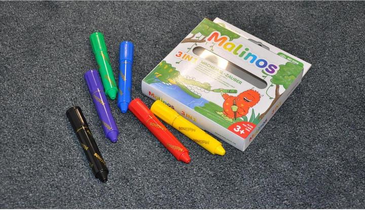 Immagine prodotto Malinos pastelli a cera 3 in 1, 6 pezzi (Multicolore, 6 x)
