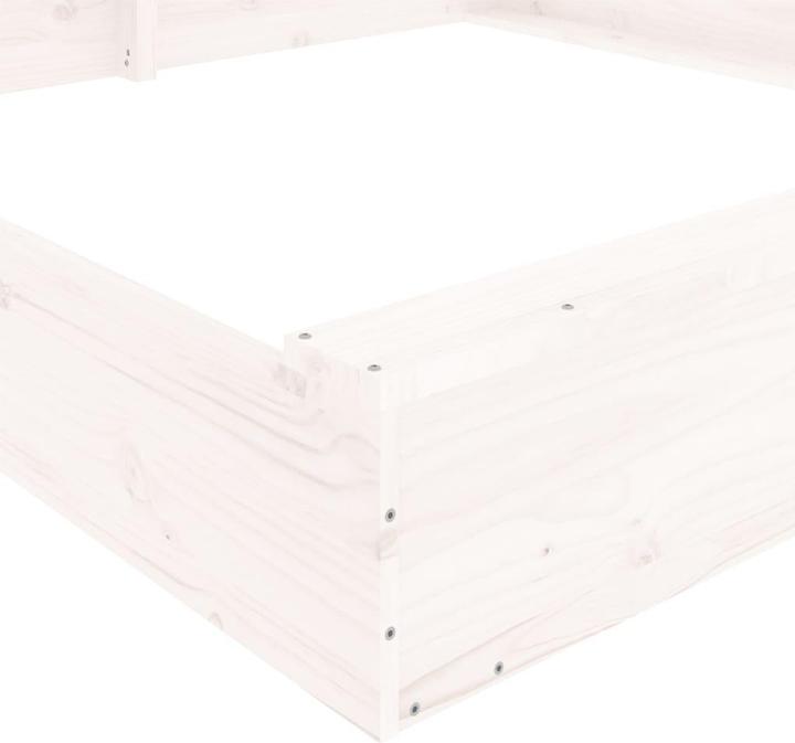 Produktbild VidaXL Sandkasten mit Sitzen Weiss Quadratisch Massivholz