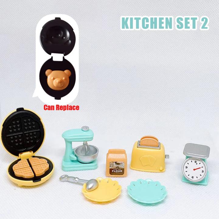 Image du produit Activity Board DIY Maison de Poupée Ours Biscuits 1/12 Meubles Miniatures Grille-pain Four Mixeur Balance