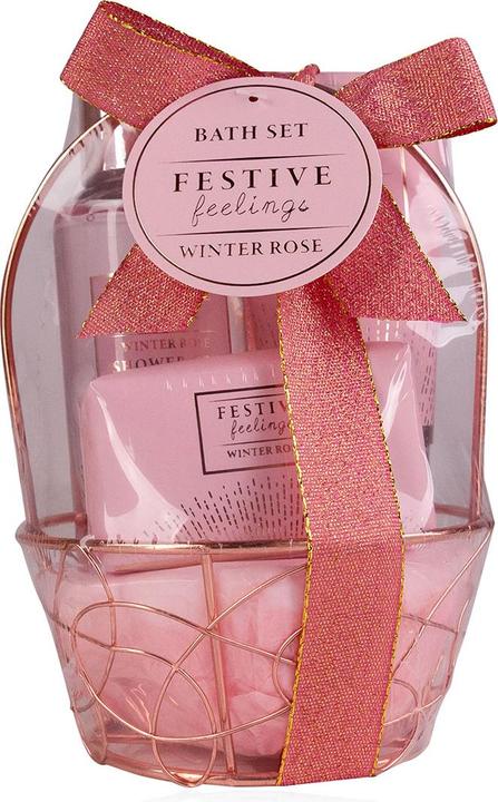 Accentra Geschenkset FESTIVE FEELINGS in rundem Drahtkorb, Duft: Winter Rose