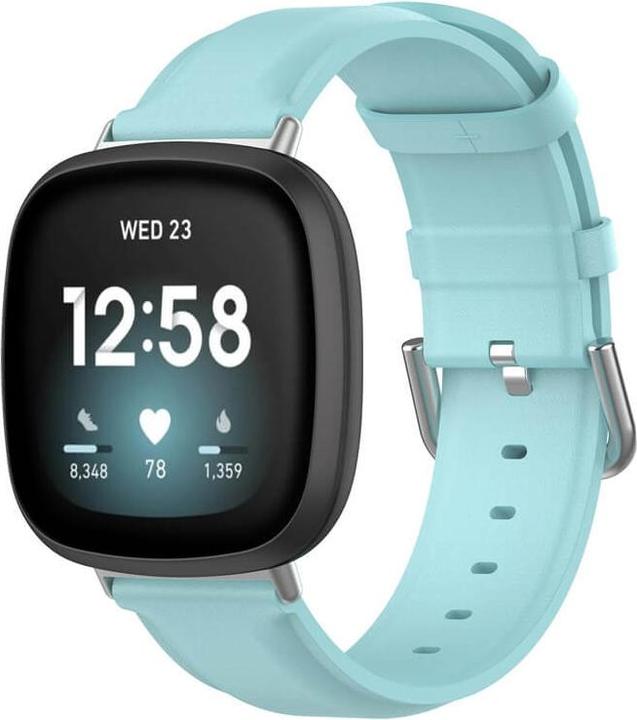 Produktbild Cover-Discount Fitbit Versa / Sense - Lederarmband hellblau (Kunstleder)