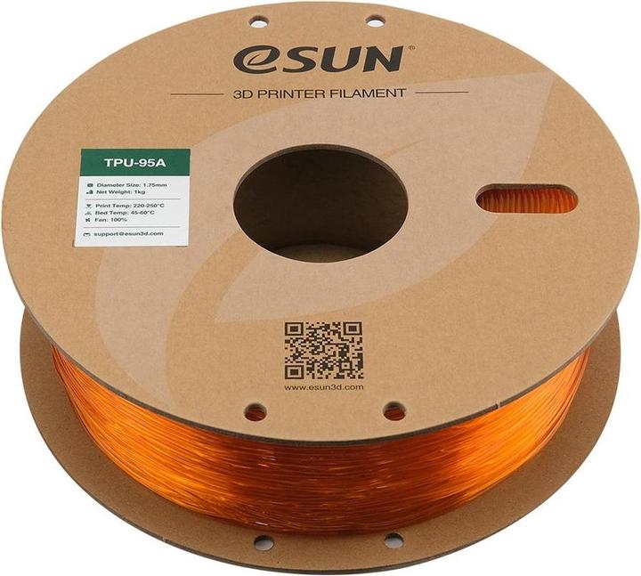 Produktbild eSUN eTPU-95A 1,75mm Tr. Orange 1kg 3D Filament (TPU, 1.75 mm, 1000 g, Orange)
