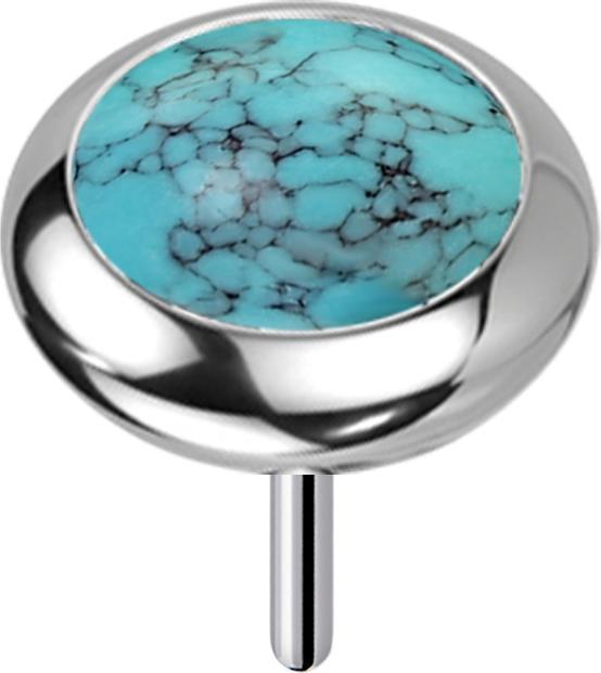 Star Piercing Threadless silber Scheibe abgerundet türkis Stein (Mineralisch, Titan G23, ohne Messing)