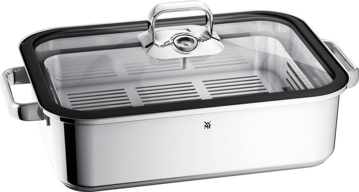 Produktbild WMF Dampfgarer Bräter 3,5l Glasdeckel Garblech Vitalis Compact Edelstahl (Bräter + Schmortopf, Edelstahl)