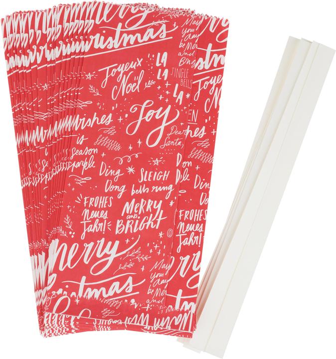 Image du produit Rico Design Set de sacs en papier étoiles "Merry Christmas", grand, rouge