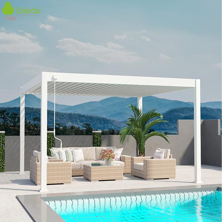 Produktbild Weide Pergola Deluxe Plus 4x4m mit Lamellendach Weiss (400 cm, 400 cm)