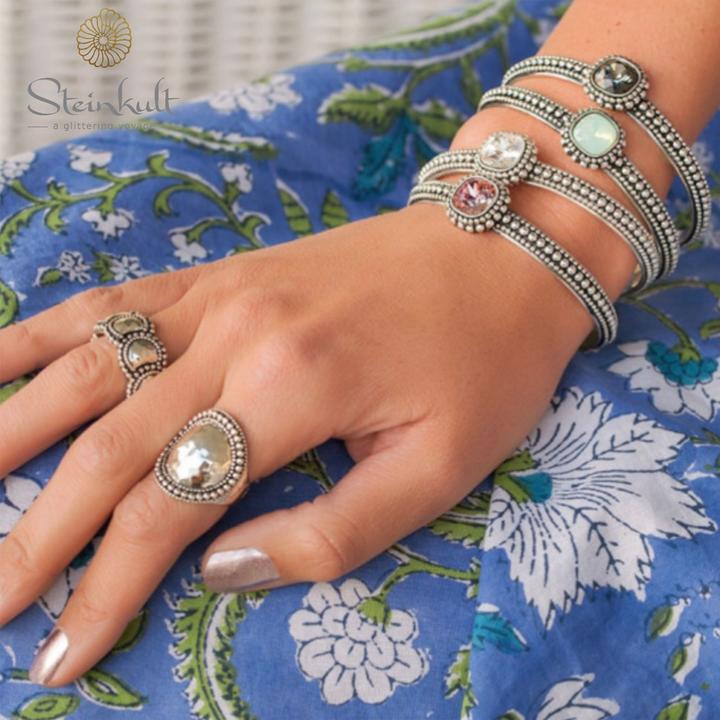 Produktbild Steinkult Cuff "Aisha" (6.50 cm, Messing, Kristallstein, 18 Kt. Vergoldet)