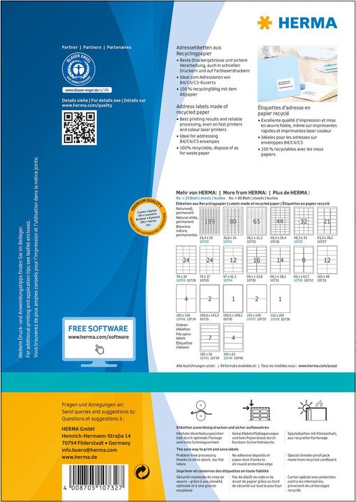 Produktbild HERMA Recycling Etiketten A4