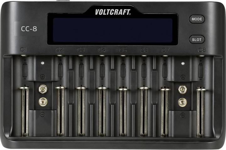Actual product image Voltcraft CC-8 Round Cell Charger (1 pcs., 10340, 14500, 16340, 17500, 17650, 18490, 18500, 18650, 21700, 22650, 26500, 26650, AAA, A, AA, Sub-C, 9V Block, Chargers without battery)