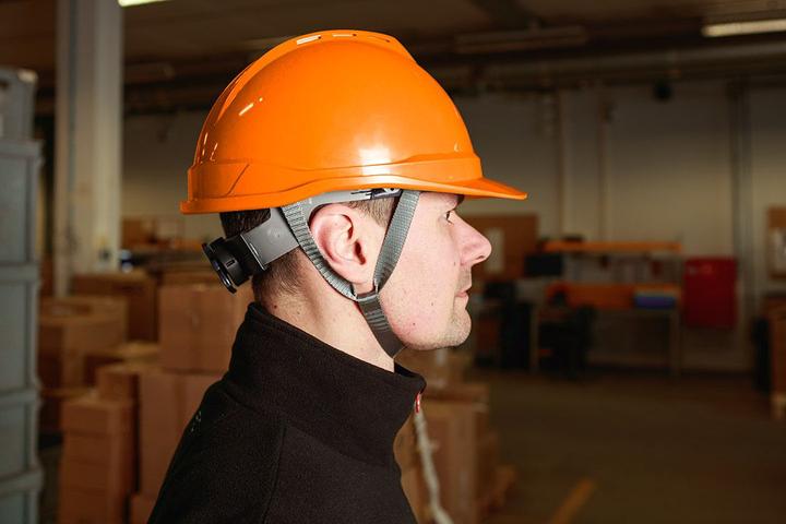 Actual product image Neo Industrial helmet with chin strap, orange (52 - 64 cm)