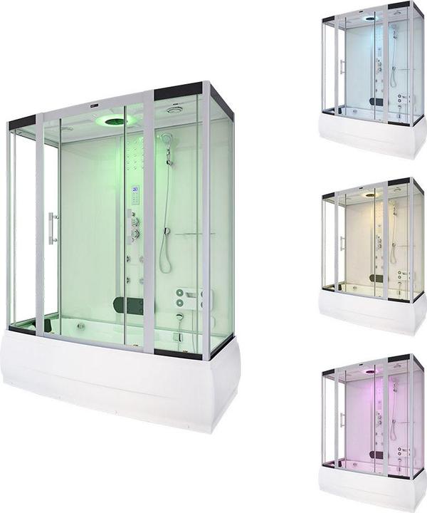 Actual product image Home Deluxe Steam shower with whirlpool function and LED lighting YARU WHITE - 170x90x220 cm