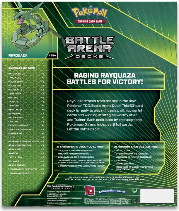 Actual product image Nintendo PKM: Battle Arena Deck Rayquaza GX vs. Ultra Necrozma GX -E- (English)