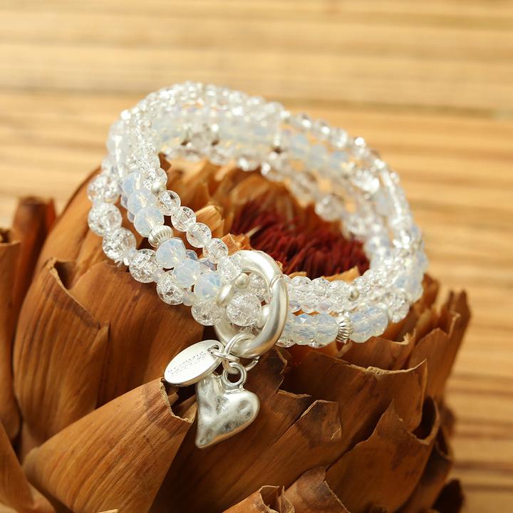 Immagine prodotto Andreani Armband aus echtem Bergkristall mit Herzanhänger (80 cm, Cristallo di rocca)