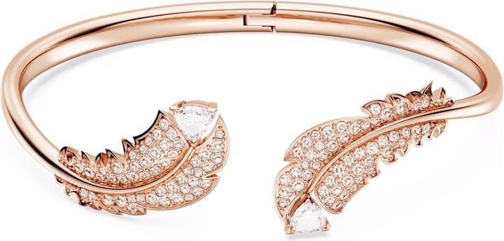 Produktbild Swarovski Nice Armreif Feder Weiss Roségold (16 cm, Swarovski Metall)