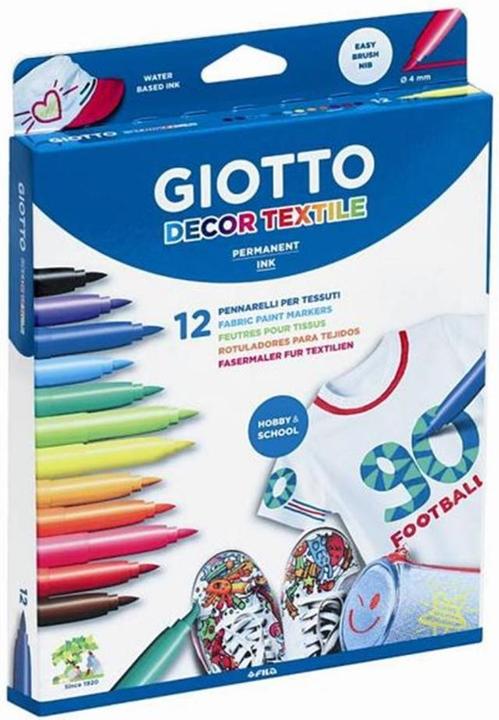 Giotto Textilstift (Gelb, Mehrfarbig, Violett, Schwarz, Rot, Braun, 4 mm, 12 x)