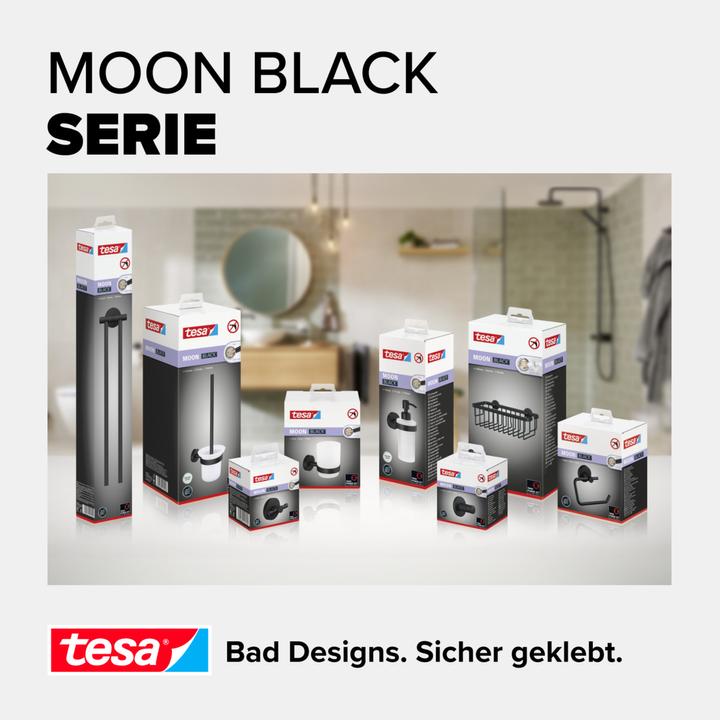 Produktbild tesa MOON BLACK Handtuchhaken inkl. Klebelösung ohne Bohren
