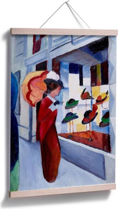 Produktbild Trenddeko Macke - Frau mit Sonnenschirm vor Hutladen (70 x 100 cm)