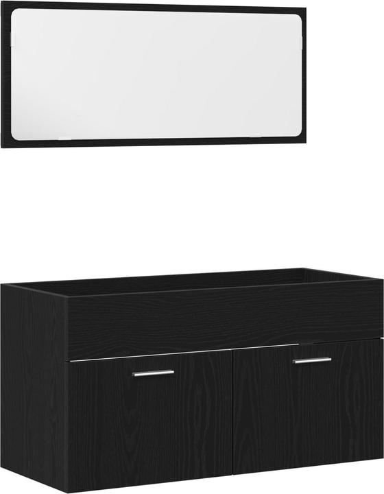 Actual product image VidaXL Bathroom furniture set of 2 black oak engineered wood, glass