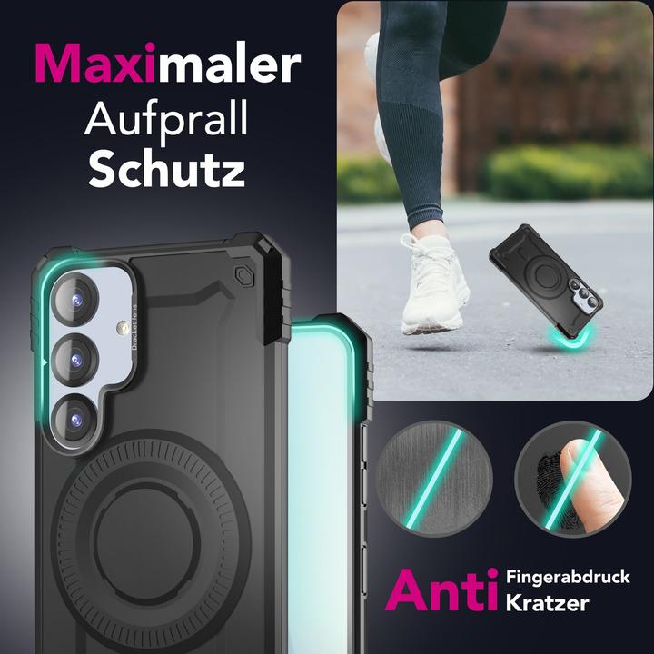 Produktbild Nalia Granite - Armor Panzer Hülle mit MagSafe Ring und Ständer - Military Hardcase (Samsung Galaxy S25)