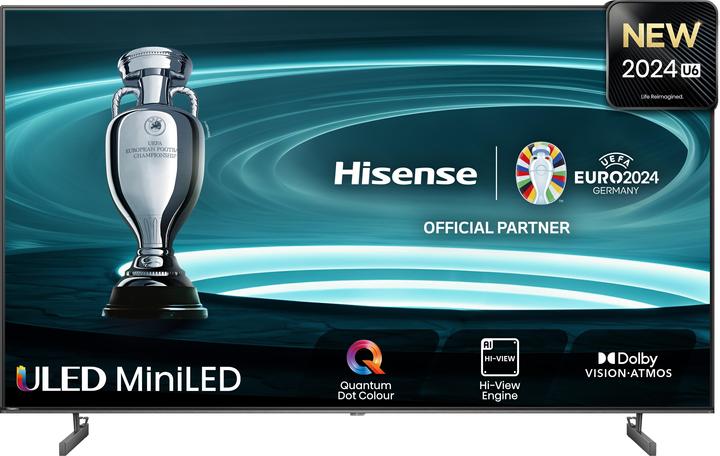 Actual product image Hisense TV 75U6NQ (189 cm (75 inch), black/dark grey, UltraHD/4K, Triple Tuner, Mini LED) (75", LED, 4K, 2024)