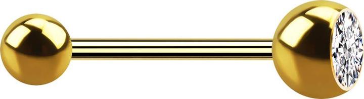 Produktbild Star Piercing Micro Barbell vergoldet mit Kugel und Kugel Kristall silber (ohne Messing, Chirurgenstahl 316L)