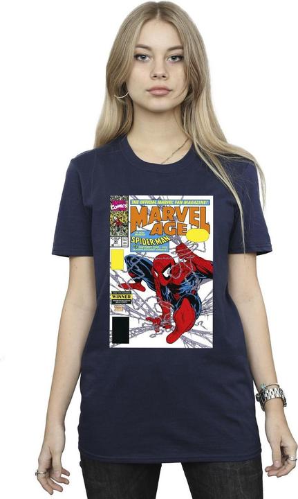 Actual product image Womens/Ladies Spider-Man Age Comic Cover Cotton Boyfriend T-Shirt (XXL)