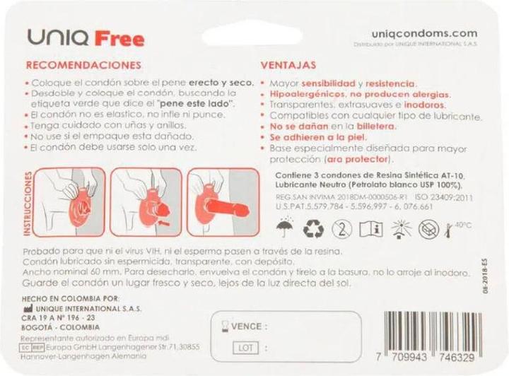 Immagine prodotto Uniq Preservativi Gratuiti Senza Lattice Con Anello Di Protezione 3 Unità (3 pz.)