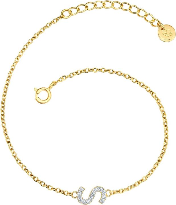 Image du produit Glanzstücke München Femme lettre S argent sterling zirconium or jaune 17,0 cm longueur de base + 3,0 cm extension - (17 cm, Argent Sterling)