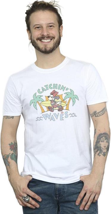 Actual product image Disney Mens Minnie Mouse Catchin Waves T-Shirt (S)
