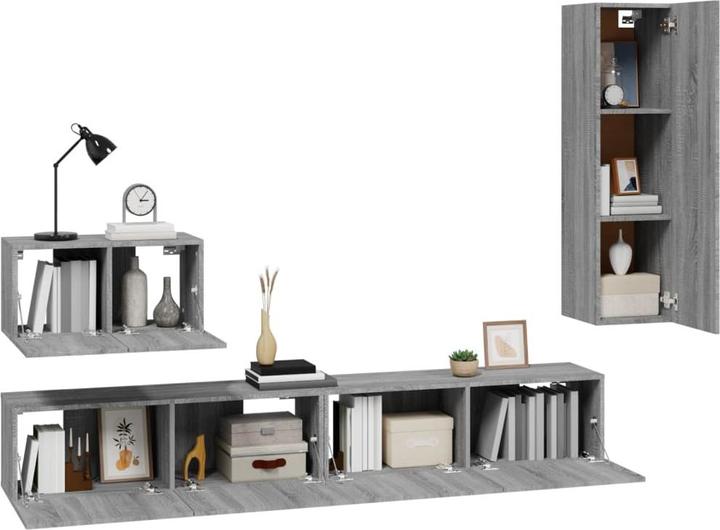 Actual product image VidaXL 4-tlg. TV-Schrank-Set Grau Sonoma Holzwerkstoff,Farbe: Grau (100 x 30 x 30 cm)