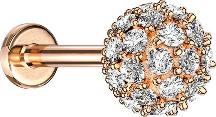 Star Piercing Micro Labret Innengewinde rosegold multi Kristallkugel (Chirurgenstahl 316L, Messing)