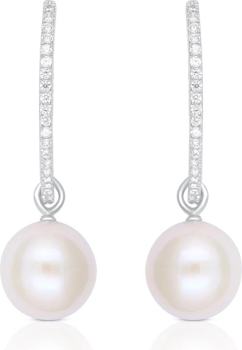 Muau Earrings silver 925 freshwater pearl 10.5-11mm zirconia (Silber 925)