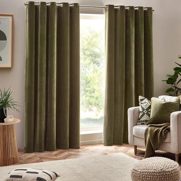 Actual product image Yard Chenille Velvet Eyelet Curtains (229 x 183 cm)