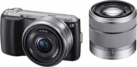 Sony NEX-C3D, 16MP, 16mm+18-55mm kit, systeemcamera, zwart