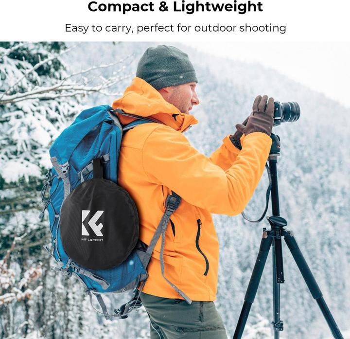 Immagine prodotto K&F Concept Riflettore fotografico circolare 5 in 1 da 107 cm con impugnatura oro argento nero bianco (110 cm)