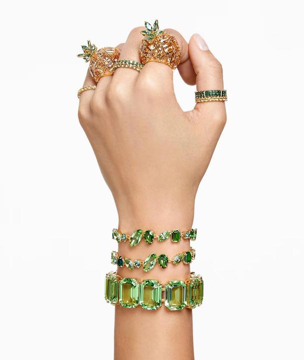 Produktbild Swarovski Gema Armband Verschiedene Schliffe Grün Gold (Swarovski Metall)