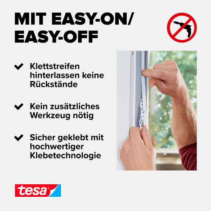 Produktbild tesa Insektenschutz COMFORT für Fenster, mit Klettband, selbstklebend, ohne Bohren (130 x 150 cm)