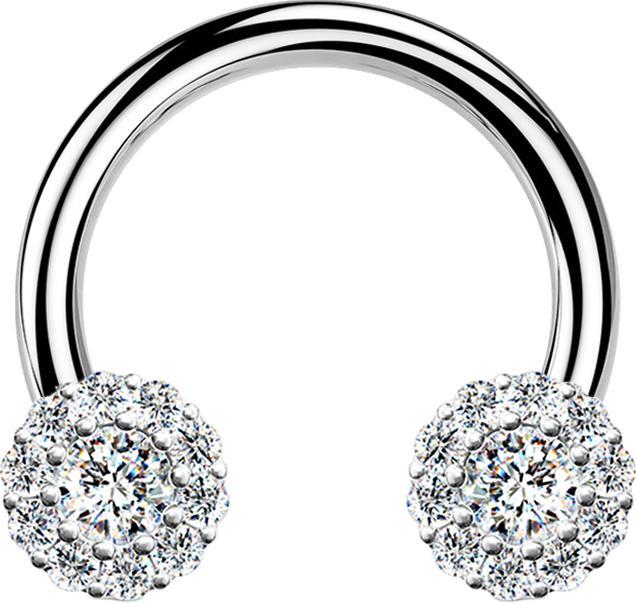 Star Piercing Micro Circular Barbell silber Gänseblümchen Kristall silber (Chirurgenstahl 316L, Messing)