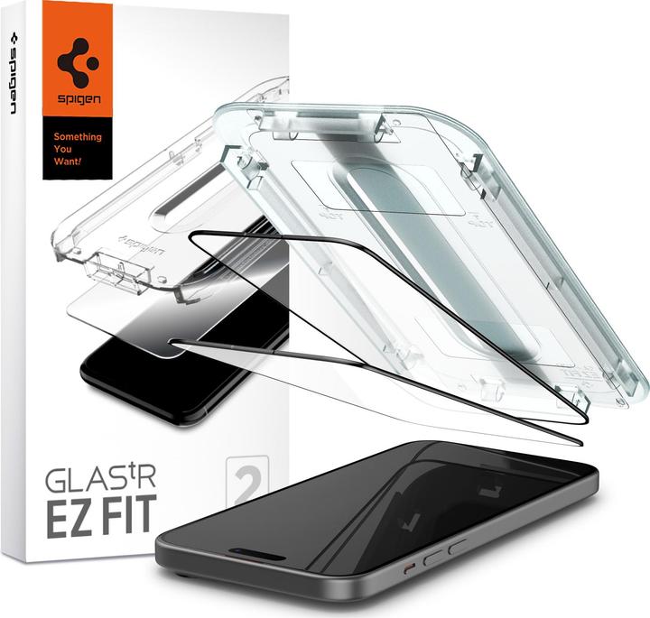 Immagine prodotto Spigen VETRO TEMPERATO GLAS.TR "EZ FIT" FC CONFEZIONE DA 2 IPHONE 15 PLUS NERO (2 Pezzo/i, Apple iPhone 15 Plus)
