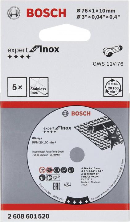 Actual product image Bosch Professional Zubehör PRO Stainless Steel and Metal cutting disc, 76 x 1 x 10 mm