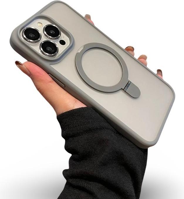 Produktbild RPD Apple iPhone 16 Pro Max - MagSafe Stand Etui mit Kameraschutz, grau, matt (Apple iPhone 16 Pro Max)