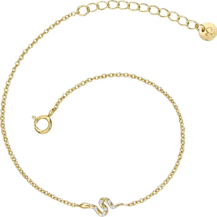 Glanzstücke München Damen Schlange Sterling Silber Zirkonia gelbgold 17,0 cm Basislänge + 3,0 cm Verlängerung - 26671 (17 cm, Sterling Silber)