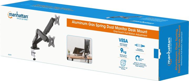 Actual product image Manhattan 2-fold monitor mount gas pressure aluminium (Table, 32")