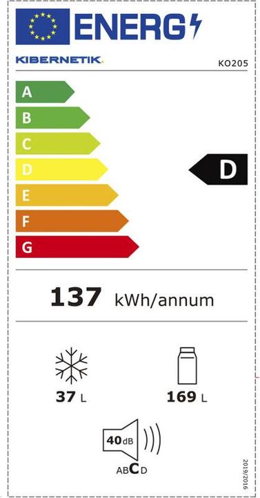 Energie-Label Kibernetik Kombi Kühl- Gefrierschrank D9470205 (205 l)