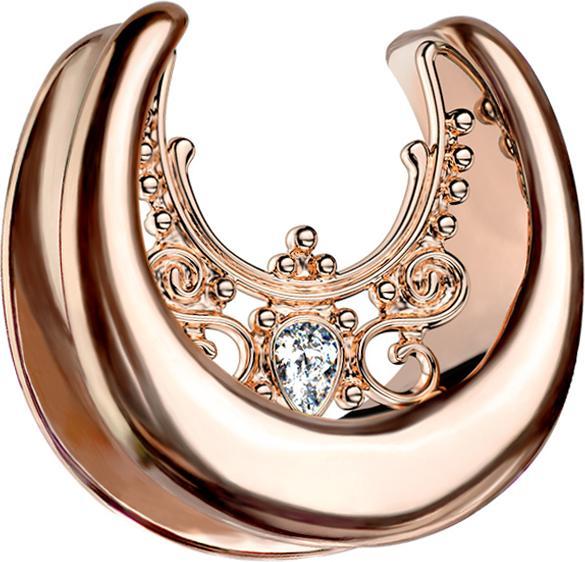 Produktbild Star Piercing Sattel rosegold filigrane Blumen und Kristall (ohne Messing, Chirurgenstahl 316L)