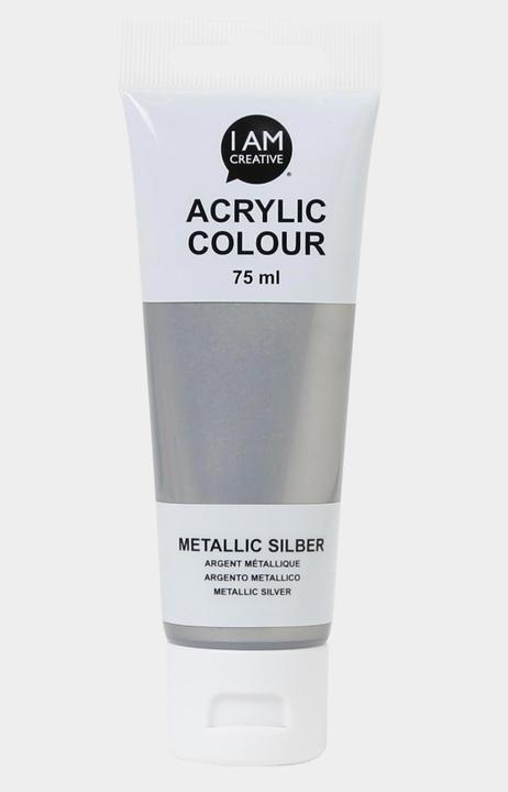 Produktbild I Am Creative Basic Acryl, Acrylfarbe auf Wasserbasis, 75 ml (Metallic, Silber, 75 ml)