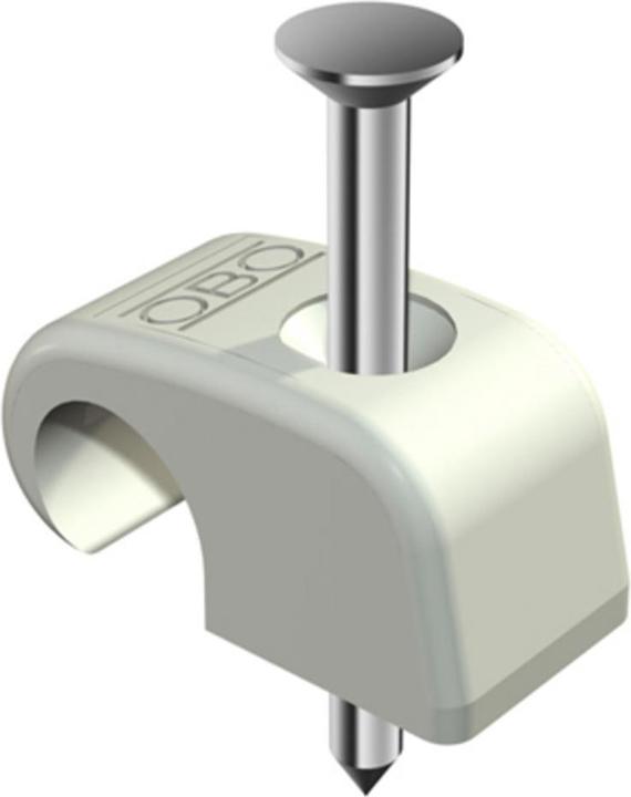 Image du produit OBO Bettermann Clip adhésif avec clou, gris clair, 2x35 mm, pour câble ø˜ 7-12 mm, 100 pièces