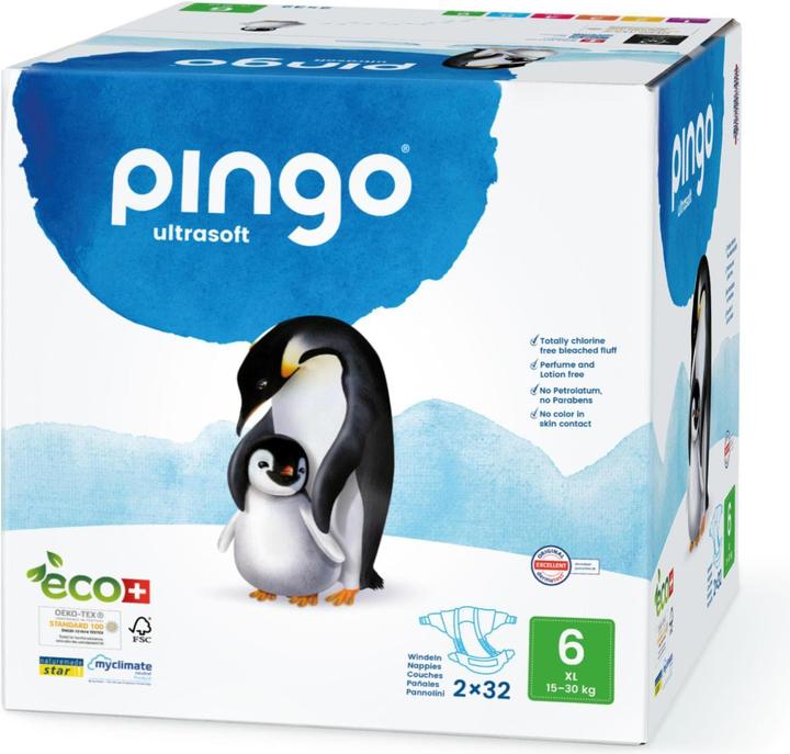 Produktbild Pingo Ökowindeln (Gr. 6, Tragepack, 64 Stück)