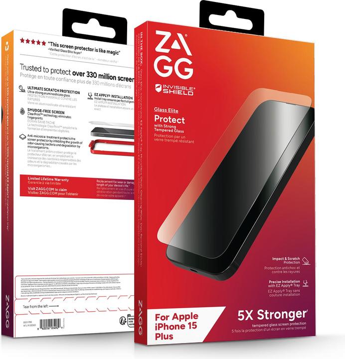 Produktbild Zagg Invisibleshield Glass Elite Am (1 Stück, Apple iPhone 15 Plus)