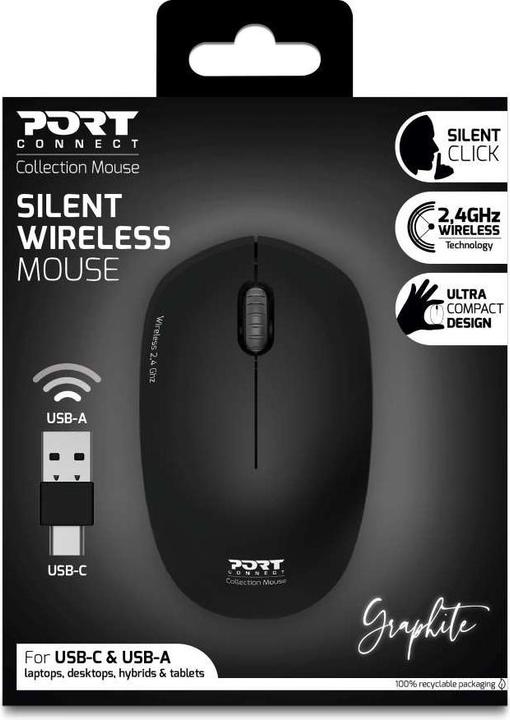 Produktbild Port Designs 900540 Maus Beidhändig RF Wireless Optisch 1600 DPI (Kabellos)